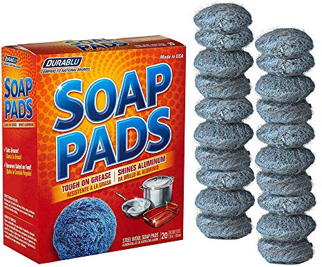 SCRUBIT 20 Pack Steel Wool Soap Pads - Metal Scouring Cleaning Pads for Dishes, Pots, Pans, and Ovens - Pre-Soaped for Easy Cleaning of Tough Kitchen Grease and Oil