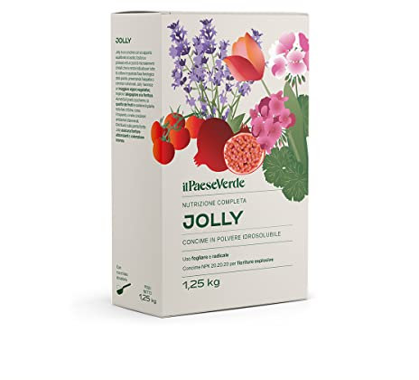 Il Paese Verde Jolly 1,25kg - Concime 20.20.20 Microcristallino per Fiori, Piante Da Frutto, Ornamentali e Ortaggi. Apporto Equilibrato di Azoto, Fosforo e Potassio e un Pool di Microelementi Chelati