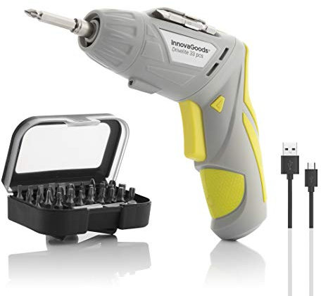 InnovaGoods® Visseuse électrique sans fil DriveLite, multiposition avec 33 pièces, visse et dévisse rapidement et facilement, design compact et léger, idéal pour le bricolage.