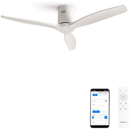 CREATE / WINDCALM M/Deckenventilator ABS Weiß mit WLAN und Fernbedienung/Leise, 40W, Ø132cm, 6 Geschwindigkeiten, Timer von 1 bis 4 Std., DC-Motor, Sommer-Winterbetrieb