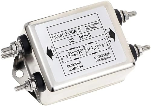 Chironal 1Pcs EMI RFI Filter AC 115/250V 20A CW4L2-20A-S Suppressor Power Line Noise Filter (CW4L2-20A-S)