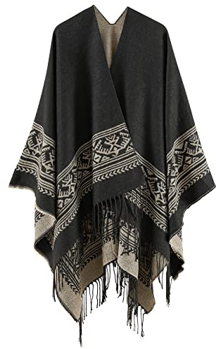 Superora Mujer Ponchos y Capas de Punto de Otoño Invierno Capas Impresión Geométrica Elegante Cálida para Invierno 160 * 130CM
