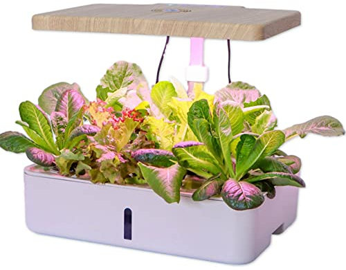 Giardino Intelligente Altezza Regolabile con Lampada LED(12 Baccelli) per Piante Fioriera da Giardino per Germinazione Serra Idroponica con Timer Automatico per Cucina Casa Bianco