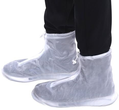 Swpeet Transparent M Silicone Imperméable Couvertures de Chaussures de Pluie, Réutilisables Pliables Overshoes Antidérapantes à l'eau en Caoutchouc de Silicone de Chaussures Protecteurs pour Enfants
