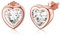 Heart Stud Earrings for Women S925 Sterling Silver Heart Earrings Rose Gold Plated with Gift Box