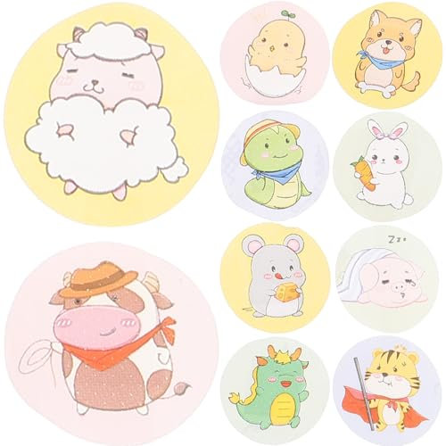 VILLCASE 120 Stück Kinderpflaster, Mini Pflaster Kinder, Cartoon Tiermuster, Runde 2,2cm Durchmesser, Flexibles Ohrringe Abkleben Sport für Kleine Wunden Pickel Impfungen und Blasen