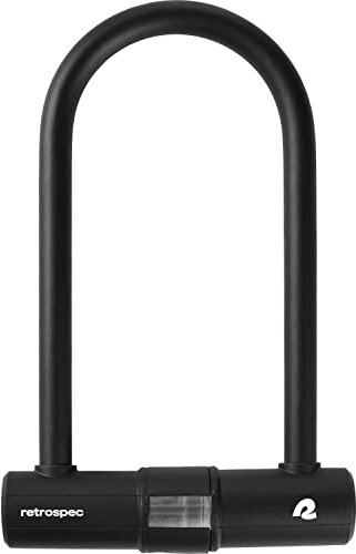 Retrospec Lookout Bügelschloss Fahrradschloss mit 2 rostbeständigen Edelstahlschlüsseln, Halterung, robustes Diebstahlsicherungs-Fahrradschloss, 14 mm Bügel, bruchfest und sicher Anti-Rotations-Design