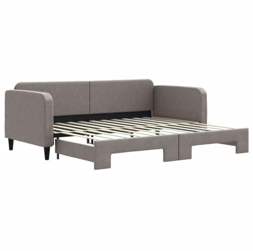 vidaXL Tagesbett, Ausziehbar Schlafsofa mit Lattenrost, Bettsofa Gästebett für Schlafzimmer Wohnzimmer, Sofa Bett Ausziehbett, Taupe 90x200 cm Stoff