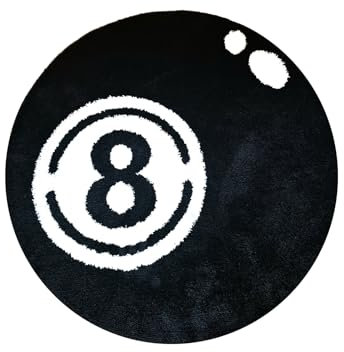 8 Ball Billard Teppich，Anti-Rutsch Tufting Teppich, Rund Kinder Schlafzimmer Schwarz Rug,Einfach zu säubern Badematte, Teppich kinderzimmer Gegend Dekoratio(60 * 60CM)