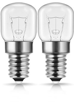 LAMARE Confezione da 2 Lampadine - E14, 15 W, 2700 K, Bianco Caldo, Dimmerabili, Adatte per Forno, Microonde, Lampade di Sale