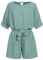 Cloud 5ive Damen Jumpsuit mit Ärmelumschlag und Bindegürtel grün