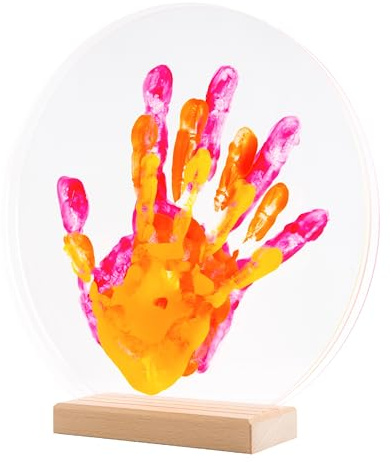 LouYou Empreintes de Bonheur - Kit Empreinte de mains Famille de 3 - Couleurs Peps - Cadeau Naissance Bébé Fille ou Garçon - Fête des Mères ou des Pères - Coffret Souvenir - Made in France
