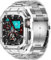 Deczone Bracelet en acier inoxydable avec étui compatible avec Apple Watch Ultra 2/1 49 mm Series SE 9 8 7 6 5 4 3 2 1 38 mm 40 mm 41 mm 42 mm 44 mm 45 mm avec coque de protection en métal robuste