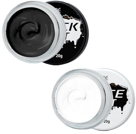 WeddHuis 100g Trucco Halloween, Set Trucco Carnevale per Bambini e Adulti, Face Paint per Trucco Teatrale, Trucco SFX per Carnevale e Cosplay (Nero Bianco)