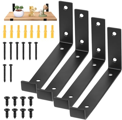 4 Pcs Soporte Estanteria Pared, Soportes para Estantes Industriales, Soporte Baldas Pared, Escuadra Estanteria, Escuadras Para Estanterias Negras, Soportes para Estanterías de Andamios(187mm)