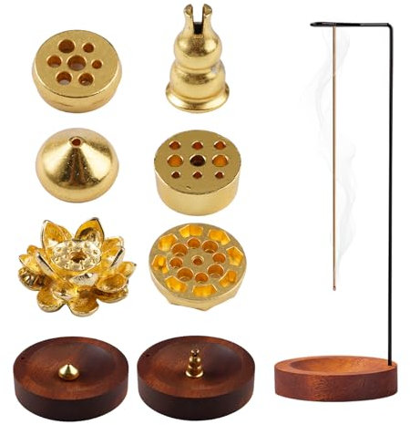 8 in 1 Porta Incenso per Bastoncini, Supporto Per Bastoncini Di Incenso con Base Bobina Cono, Invertito, Retro Elegante, für Meditazione, Yoga, Pausa Lavoro, Sonno, Studio, Ufficio, Camera Da Letto