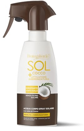 Bottega Verde - SOL Cocco, Acqua Corpo Spray Attivatore Abbronzatura 200 ml, Idratante e Rinfrescante, Effetto Anti-Sale, con Latte di Cocco, Carota e Papaya, Esalta l’Abbronzatura, No Filtri Solari