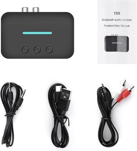 BAAQII USB Bluetooth 5.3 Adattatore Ricevitore Audio Wireless Stereo Musica 3.5mm AUX R/L RCA Supporto U-Disk Riproduzione per Desktop Speaker Amp