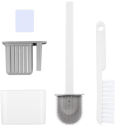 Scopino Bagno WC Silicone e Supporto per Toilette, Spazzolone Bagno WCs, Spazzola WC Bagnos con Setole Flessibili in TPR Morbide, per Casa Toilette + Spazzola per Fessure