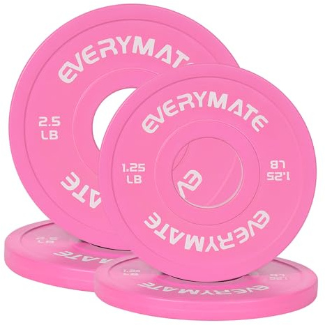 EVERYMATE Change Weight Plates 1.25LB 2.5LB Set Fractional Plate Olympic Bumper Plates for Cross Training Bumper Weight Plates Steel Insert
