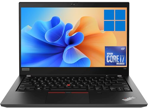 Lenovo Thinkpad T14 Laptop Computer, 14 FHD(1920x1080), Intel Core i7-10610U, 512GB SSD, 16GB RAM, Webcam, Qwerty Keyboard, Windows 11 Pro (Renewed)