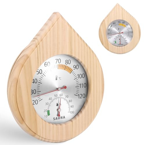 Tryora Termómetro higrómetro para sauna, higrómetro digital 2 en 1, termohigrómetro de madera, alta precisión, accesorios para sauna, baño de vapor, taller, almacén, escuela, mercado