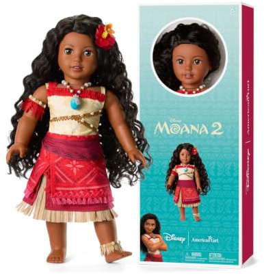 American Girl, Disney, Moana Doll, 18-inch Doll, Long Curly Black Hair, Brown Eyes, Includes Hair Clip, Ages 6+