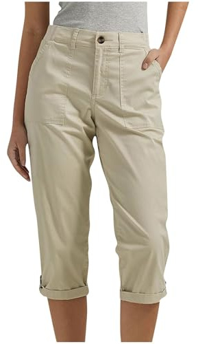 Pantacourt Femme Été Pantalons 3/4 Cargo Décontracté Pantalon Corsaire Ceinture Élastique Couleur Unie Randonnée Pantalon Capri Sport Cargo Taille Haute Pantacourt de Travail Chasse avec Poche