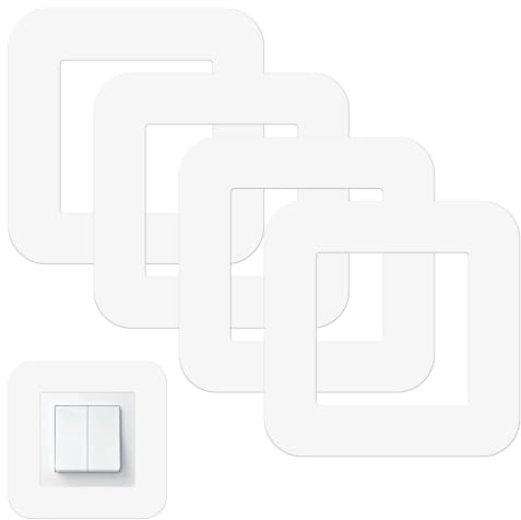 Light Switch Surround, Light Switch Cover Plates, Finger Plate Surround, 4-Pack White Plastic Protection Covers for UK Standard Switch Sockets, Easy to Install, 86mm x 86mm Size, Maintain Clean Walls