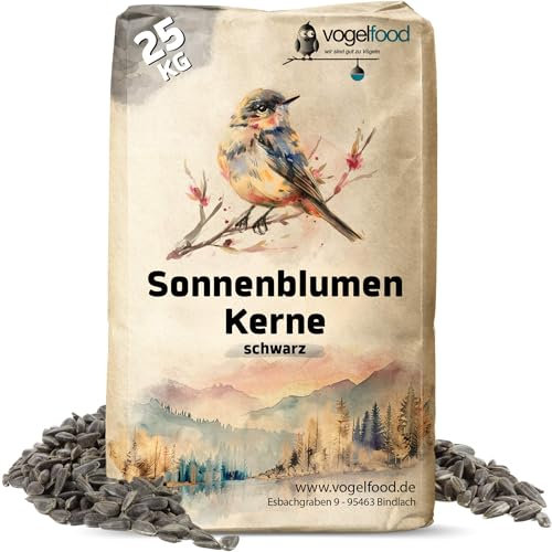 Vogelfood 25 KG Schwarze Sonnenblumenkerne Winterstreu Streufutter von Samore GmbH Vogelfutter