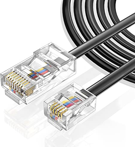 Vthahaby Telephone line(3 Pack 3.3FT) RJ45 to RJ11 Adapter Converter Cable RJ45 8P4C Male to RJ11 6P4C Male for Landline Telephone Service for Extending, Connecting for Fax or Answering Machine