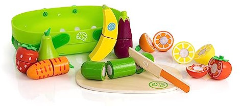 Fat Brain Toys Pretendables Fruit & Veggie Basket Pretend Play Food Set