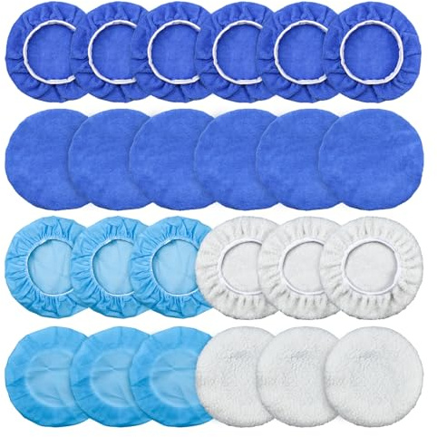 24 Pezzi Set Di Tamponi Per Lucidatura Per Auto, Set Di Panni Per Pulizia, Tampone Per Cera Per Auto, Tappo Per Pulizia Per Lucidatura E Ceretta, Set Di Panni Per Lucidatura In Fibra (9-10 Pollici)