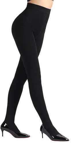 DancMolly Opaque Fleece Lined Tights for Women, High Waist Warm Winter Thermal Control Top Pantyhose