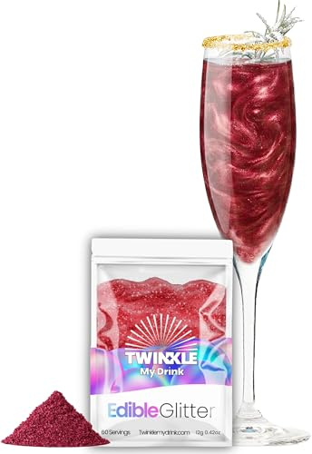 Twinkle my Drink® brillantini commestibili per bevande Rosso Borgogna - glitter commestibili per bevande, cocktail, spumanti e liquori - vegan, insapore - 12 g per oltre 60 bevande