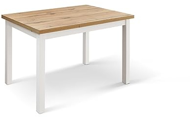 PAZZO DESIGN Tavolo Allungabile Tommaso, Rovere Rustico, Gambe Bianche, Tavolo Cucina, Tavolo Soggiorno, Made in Italy, 110x70x76,5 cm - id_1957