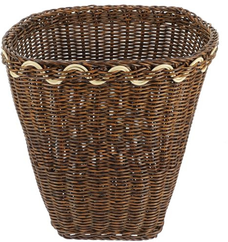 NUOBESTY Cestino Quadrato Realizzato a Mano Cestino Della Spazzatura in Stile Naturale Multifunzione Decorativo Tessuto a Mano