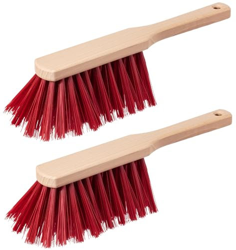2er Set Handfeger für Draußen, Made in Germany, Handbesen aus Holz mit Borsten aus Kunstsoff, Idealer und robuster Gartenhandfeger, Handfeger für Garten, Draussen, Holzhandfeger, Besen