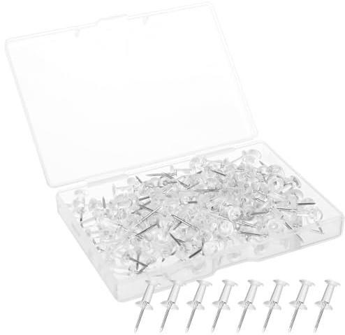 Arcjunys Tryckstift för anslagstavla, 100 st, Premium plast- och stålmaterial, Transparent