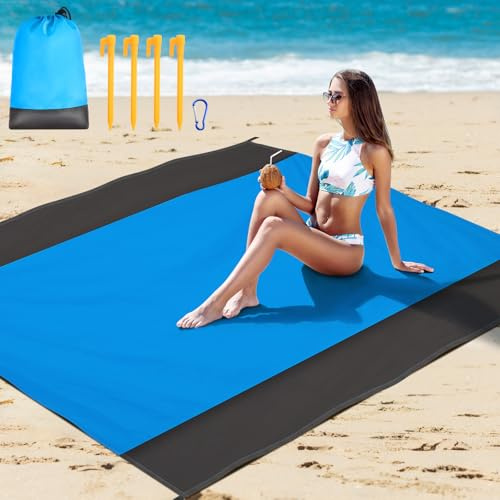 Couverture de Plage Anti-Sable Serviette de Plage XXL 210x200 cm – idéale pour la Plage, Le Camping, Les Pique-niques. Parfaite comme Tapis de Plage Pliable ou natte de Plage pour Les activités