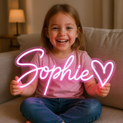 Neon Schild Personalisiert LED Leuchtschild Anpassbar Leuchtreklame für Wanddekoration, Schlafzimmer, Geburtstagsgeschenk, Bar, Hochzeit, Party, Gym, Heim, Gaming Zimmer, Geschäft(20-120cm Breit)