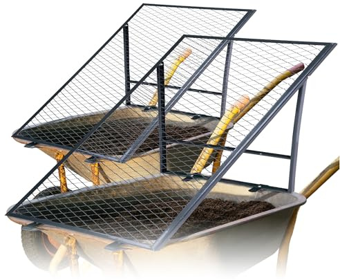 Novatool Lot de 2 tamis de sol pour brouette 100 x 50 cm, en acier revêtu par pulvérisation, grille de transfert pour terre, sable, compost, tamis de jardin, tamis en métal, tamis de terre, tamis à