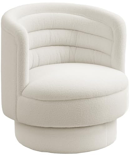 HOMCOM Sessel Wohnzimmer Drehbarer Relaxsessel mit Armlehnen, Loungesessel Lesesessel mit Sherpa-Optik, Polstersessel für Schlafzimmer Cremeweiß