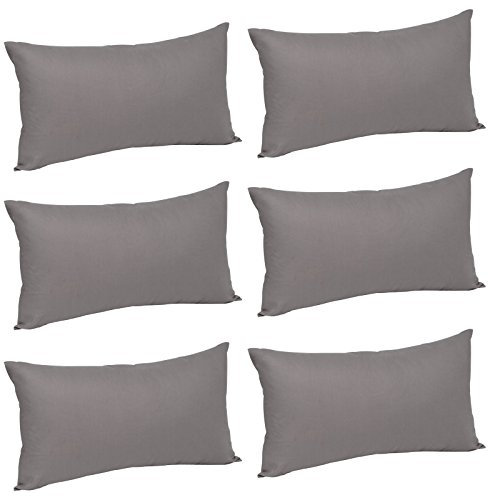 WOLTU® 6X Kissenbezug Kissenhülle 100% Baumwolle mit Reissverschluss, 6er Set Sofakissen Dekokissen Kopfkissen Hülle Bezüge Bezug, 60x80 cm, Dunkel Grau