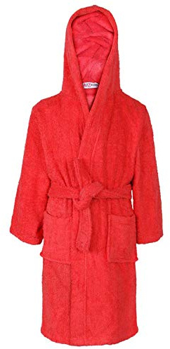 A2Z 4 Kids Cotton Towelling Hooded - Towel Bathrobe Red_13
