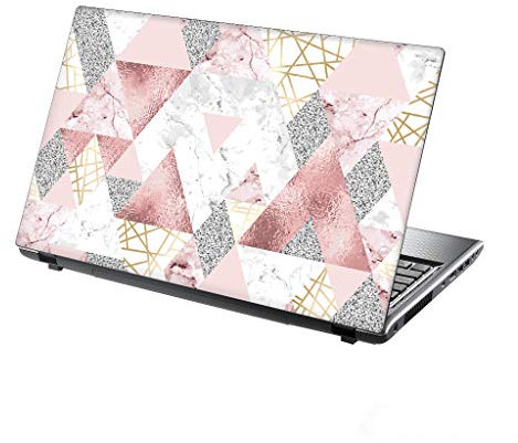 TaylorHe 13-14 inch (34cm x 23.5cm) Laptop Skin Vinyl Decal MADE IN BRITAIN Pink Glitters Marble Metal