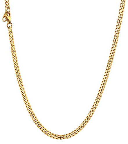 U7 Collier 55cm Chaine Doré pour Homme Bijoux Cadeaux Anniversaire Fête des Pères