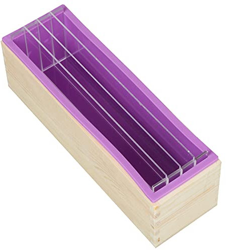 Moldes de silicona para jabón, 1200ml / 42oz molde de silicona para jabón con caja de madera y separadores acrílicos para hacer clavijas de bricolaje, hacer jabón hecho a mano