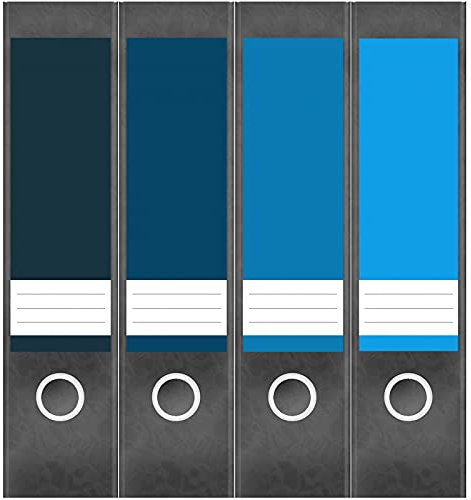 Etiketten für Ordner | Farbmix Blau 5 | 4 breite Aufkleber für Ordnerrücken | Selbstklebende Design Ordneretiketten Rückenschilder