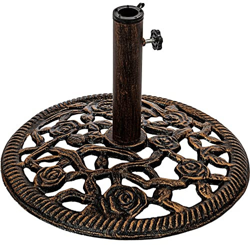 STILISTA Sonnenschirmständer aus Gusseisen für 38/48mm Gestänge, Farbwahl, Messing